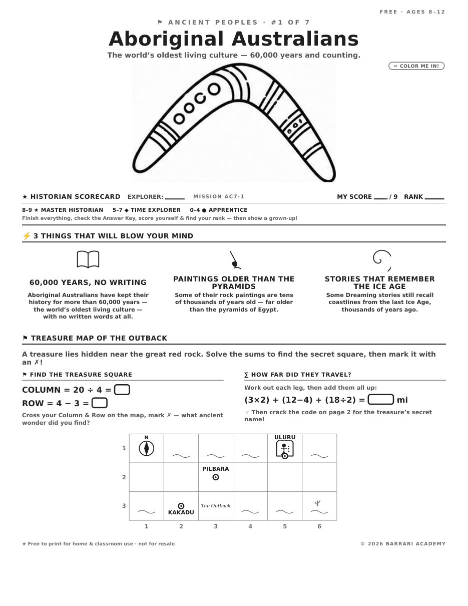 The free Aboriginal Australians worksheet — fun facts and activities
