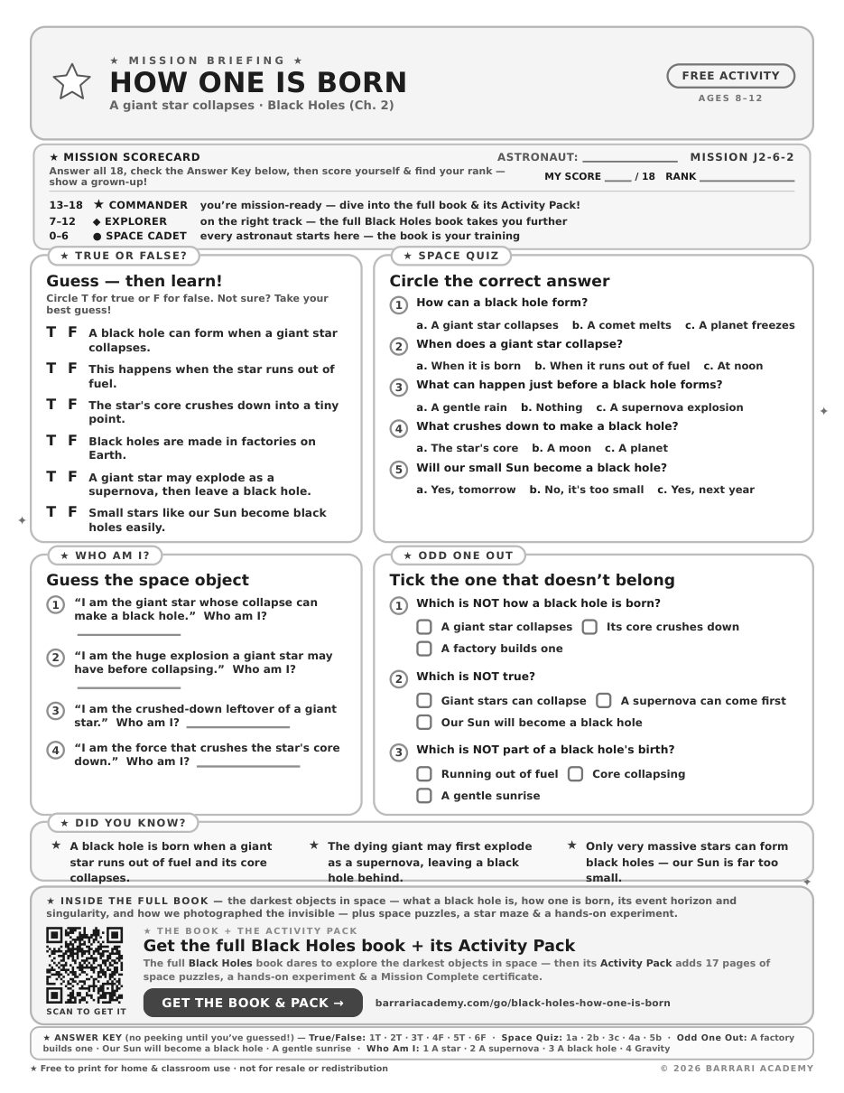 The free How One Is Born worksheet — fun facts and activities