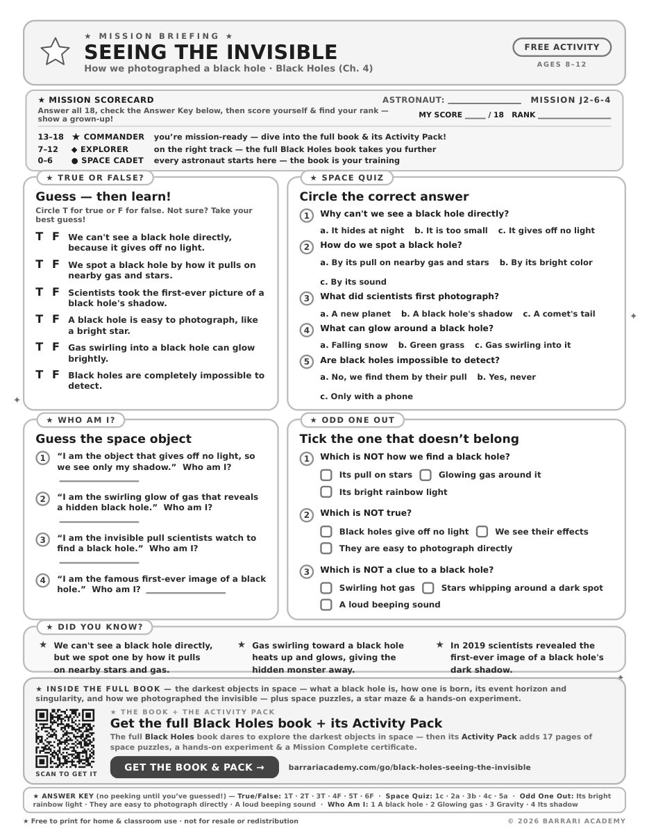 The free Seeing the Invisible worksheet — fun facts and activities