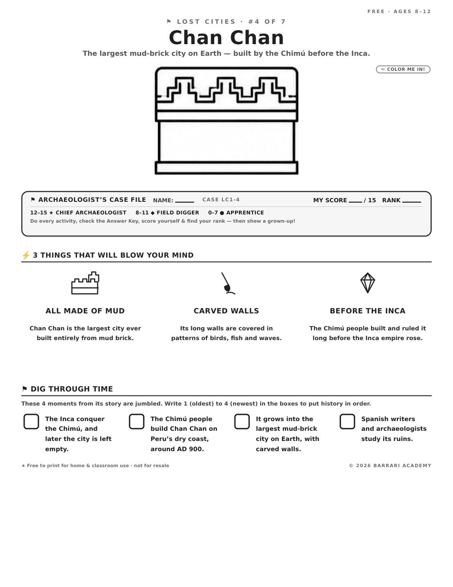 The free Chan Chan worksheet — fun facts and activities