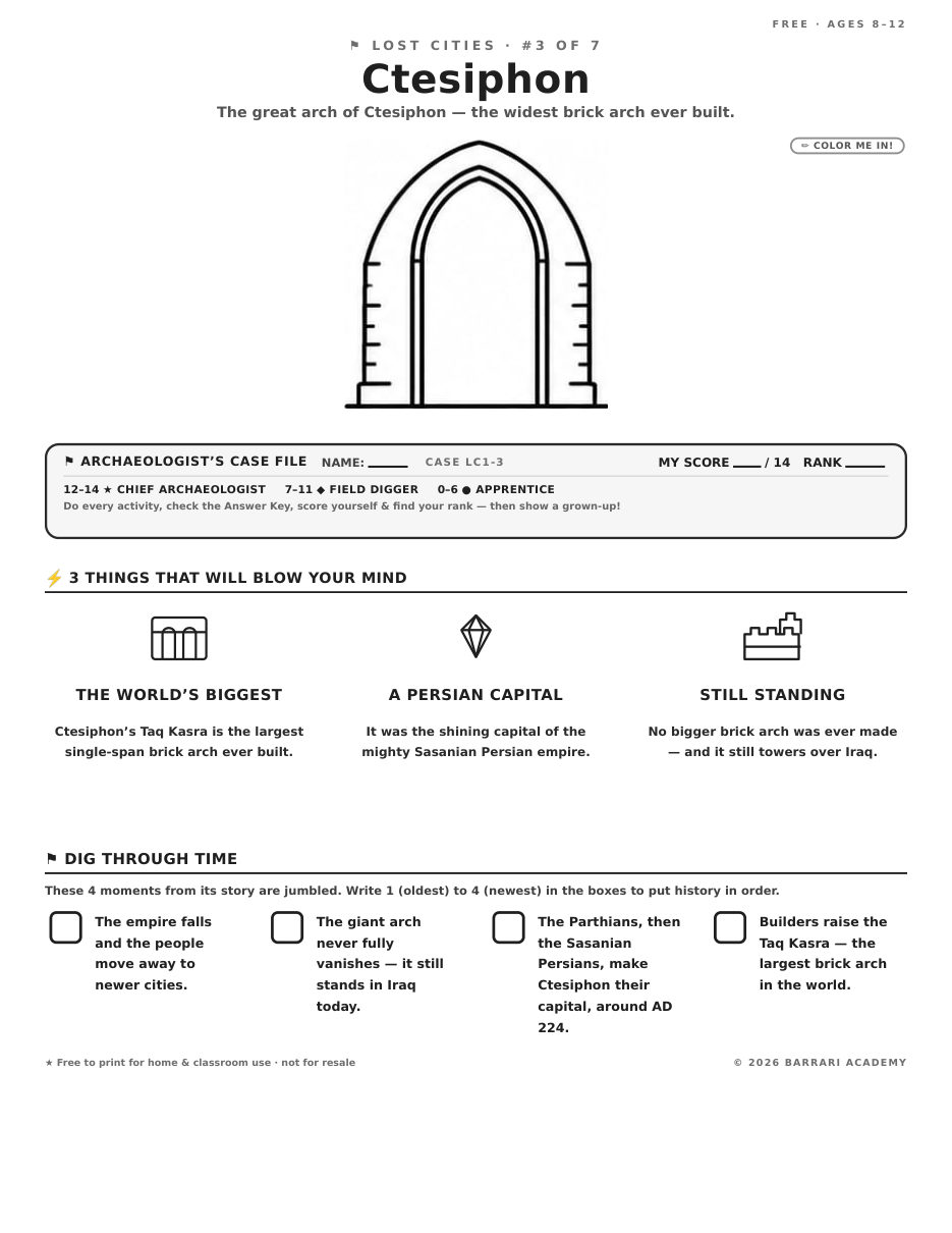 The free Ctesiphon worksheet — fun facts and activities