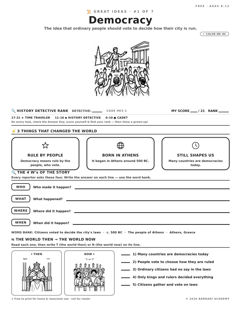 The free Democracy worksheet — fun facts and activities