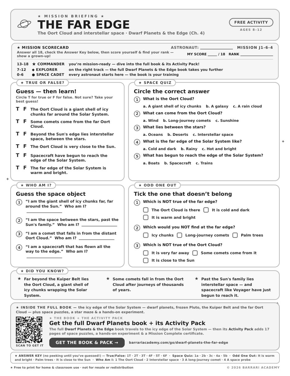 The free The Far Edge worksheet — fun facts and activities