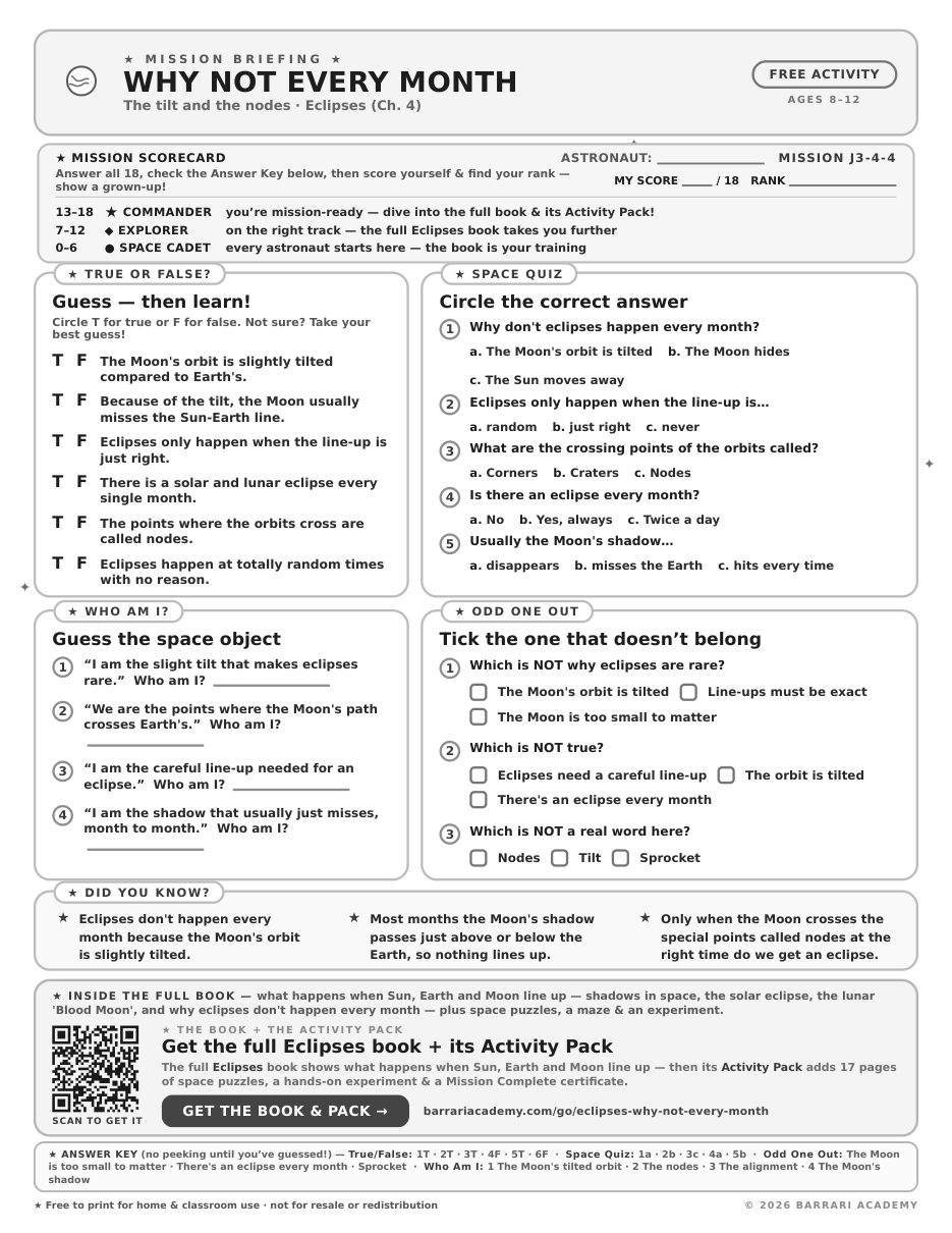 The free Why Not Every Month worksheet — fun facts and activities