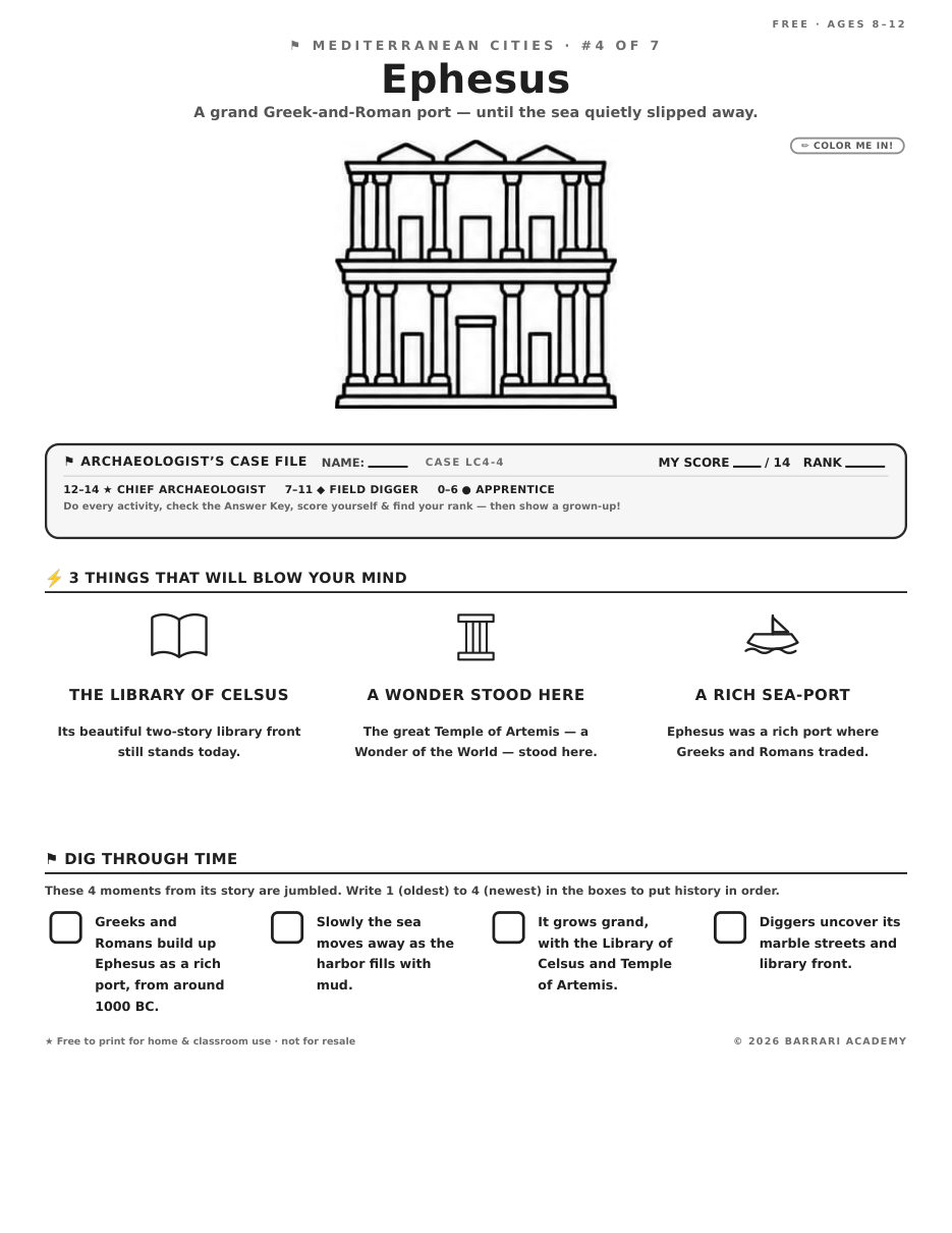 The free Ephesus worksheet — fun facts and activities