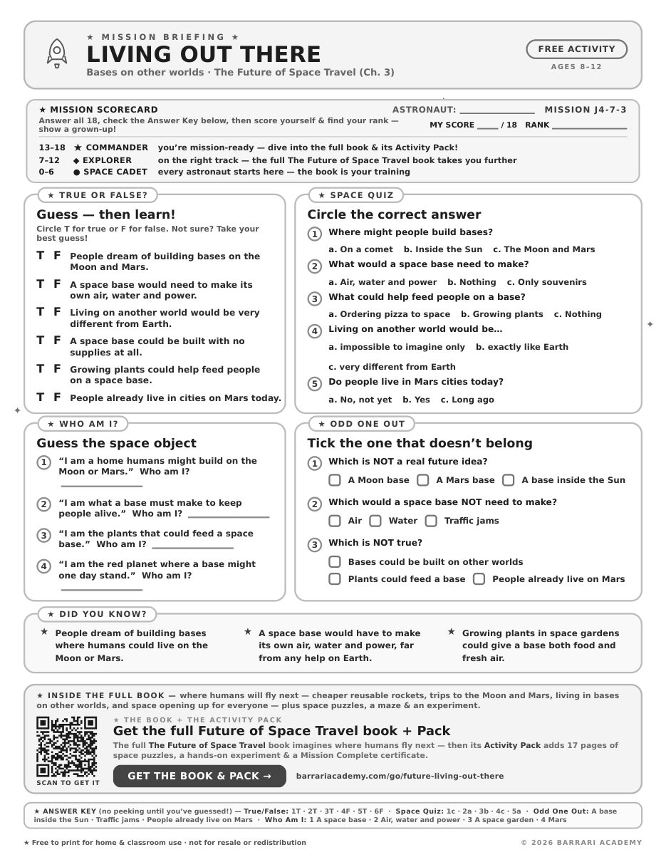 The free Living Out There worksheet — fun facts and activities