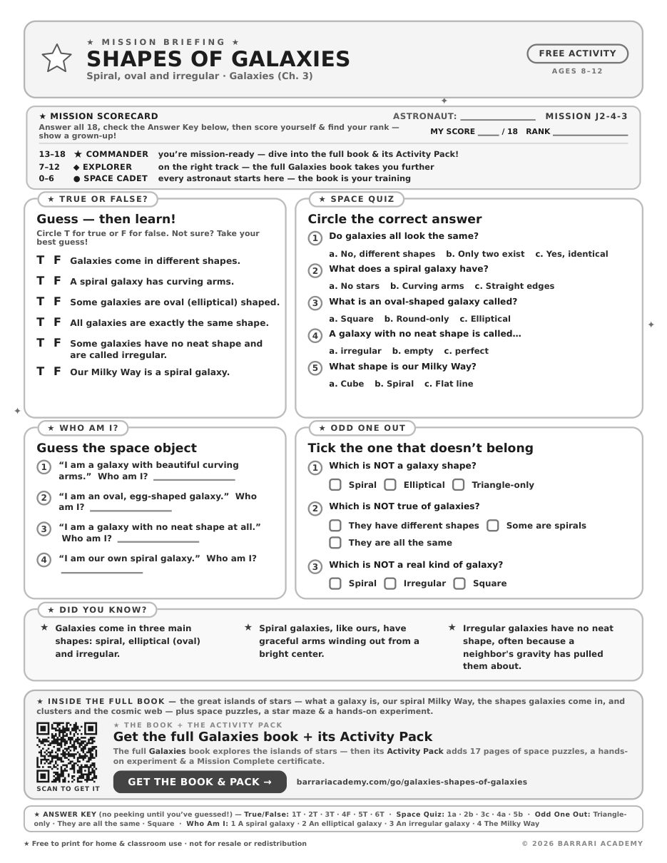 The free Shapes of Galaxies worksheet — fun facts and activities