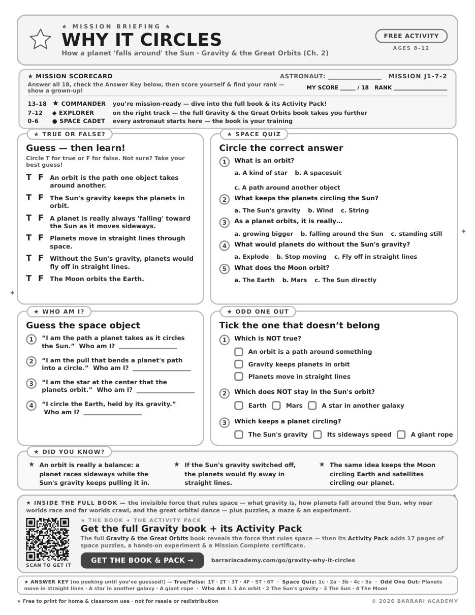 The free Why It Circles worksheet — fun facts and activities