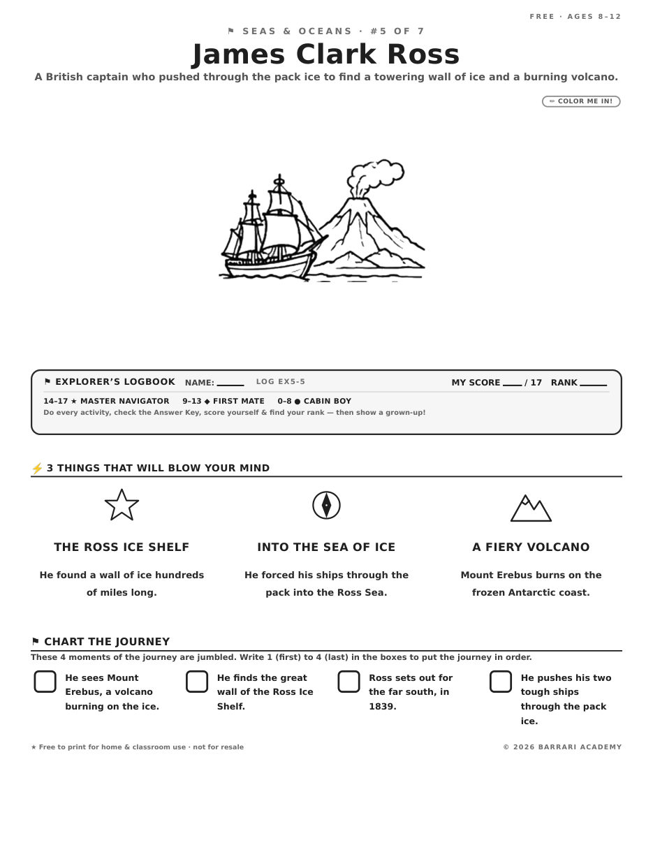 The free James Clark Ross worksheet — fun facts and activities
