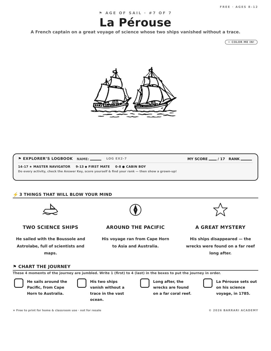 The free La Perouse worksheet — fun facts and activities