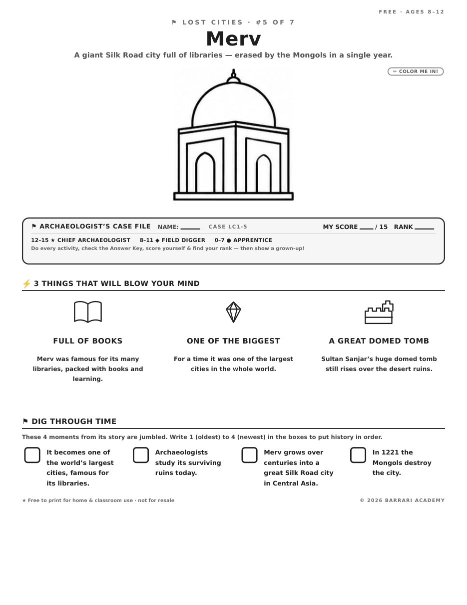 The free Merv worksheet — fun facts and activities