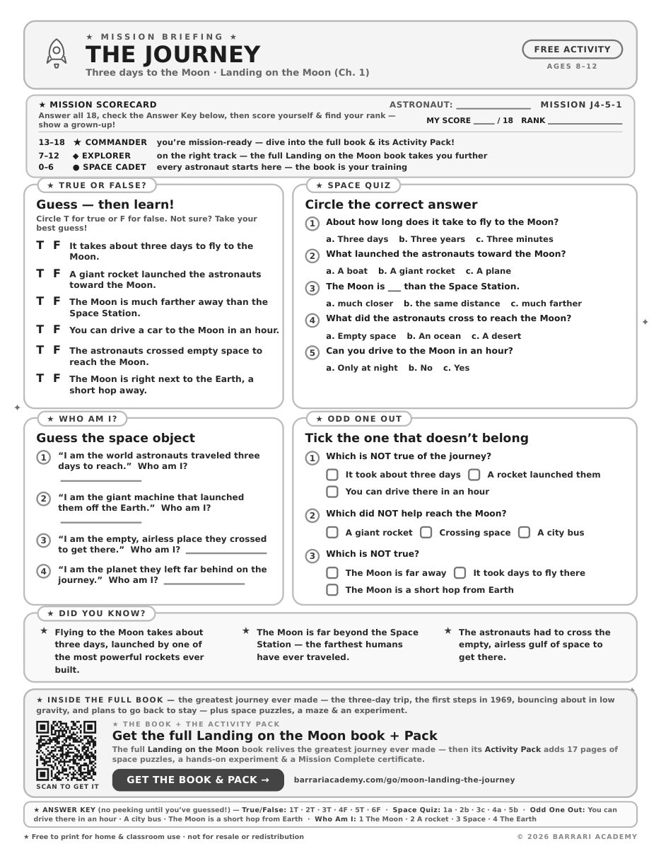 The free The Journey worksheet — fun facts and activities