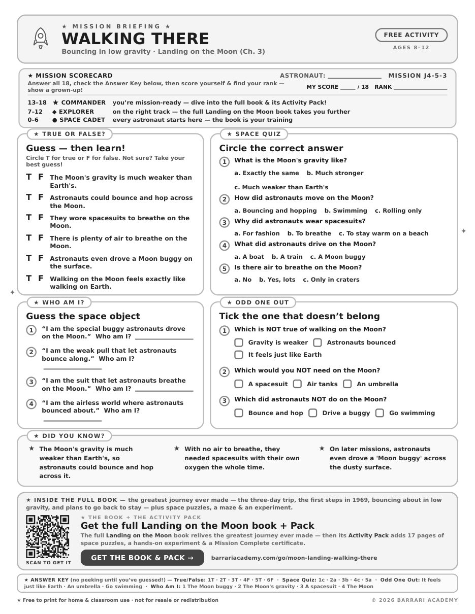The free Walking There worksheet — fun facts and activities