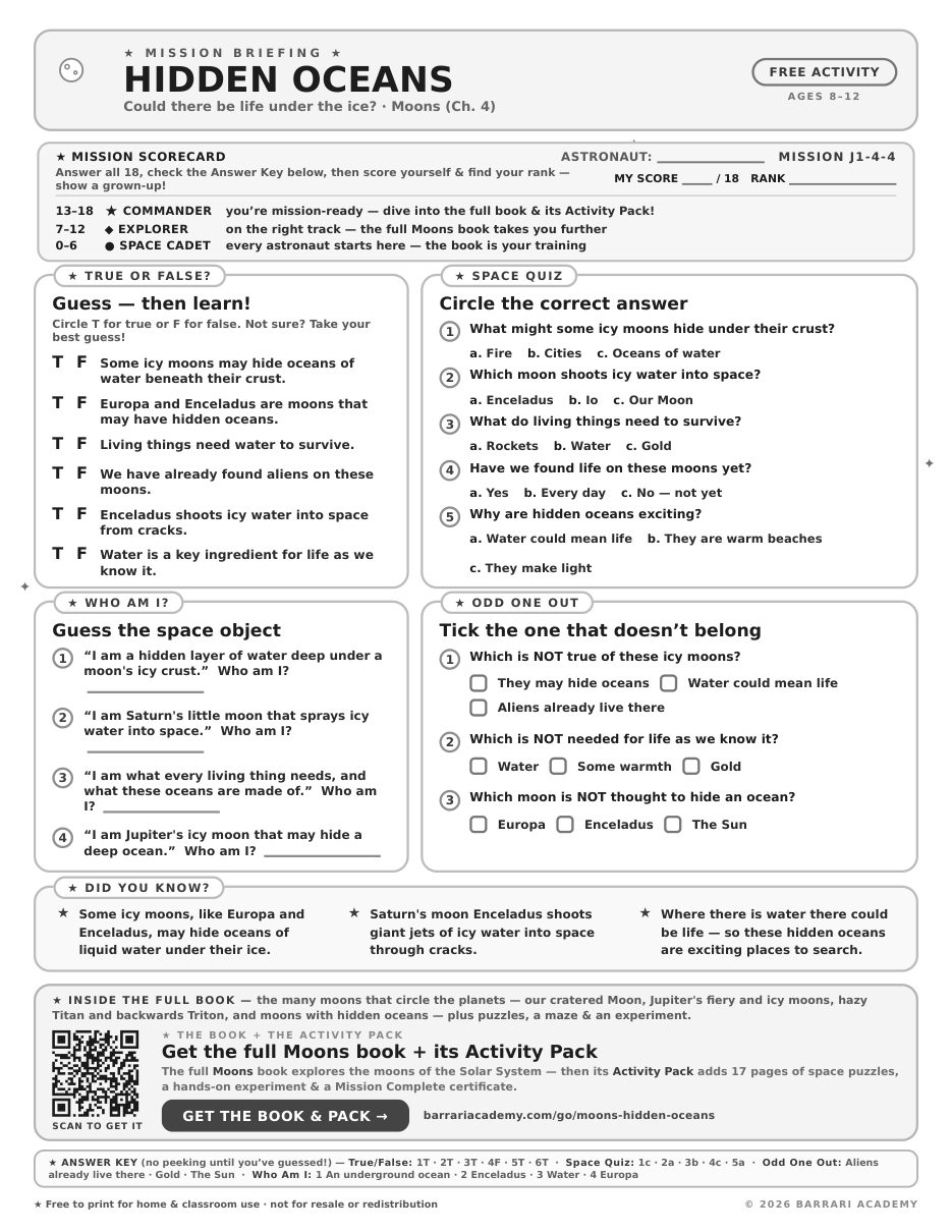 The free Hidden Oceans worksheet — fun facts and activities