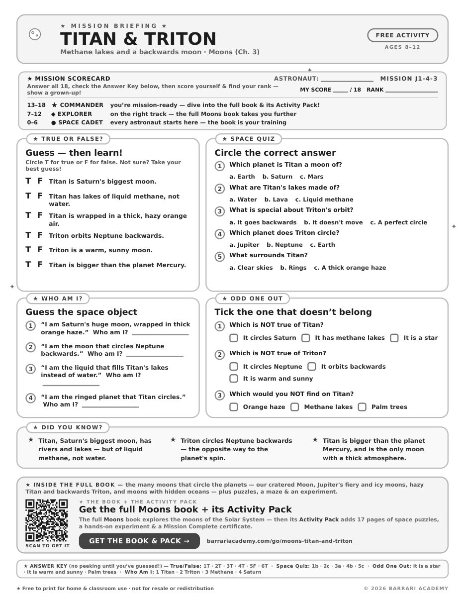 The free Titan and Triton worksheet — fun facts and activities