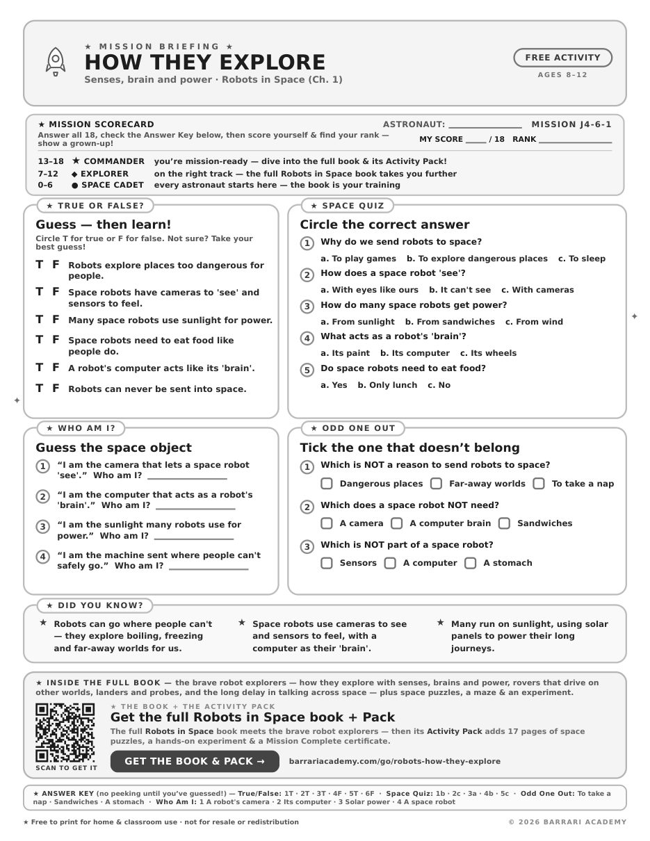 The free How They Explore worksheet — fun facts and activities