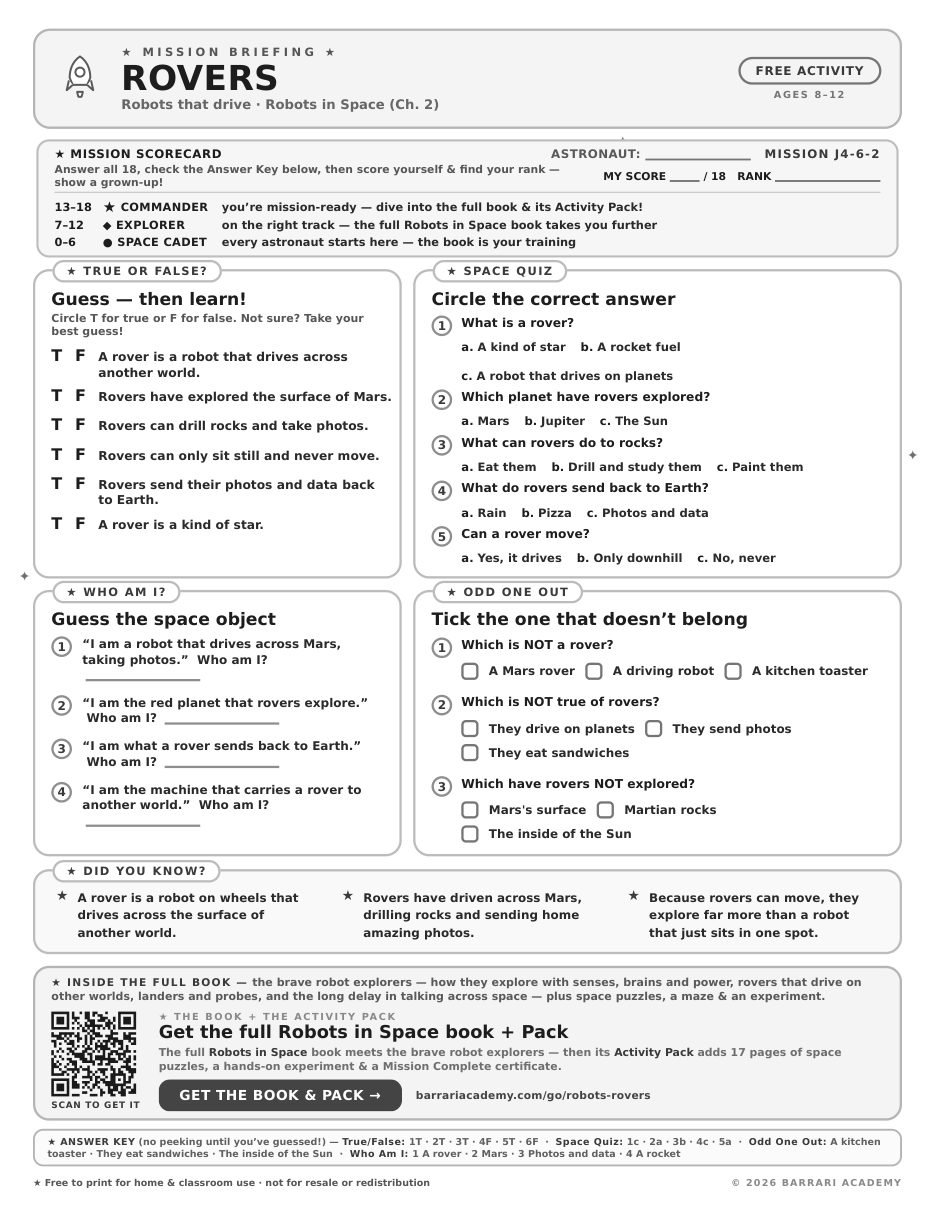 The free Rovers worksheet — fun facts and activities