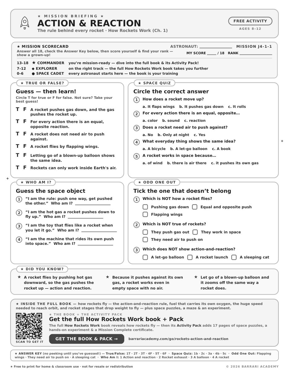 The free Action and Reaction worksheet — fun facts and activities