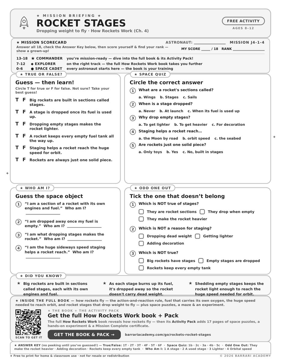 The free Rocket Stages worksheet — fun facts and activities