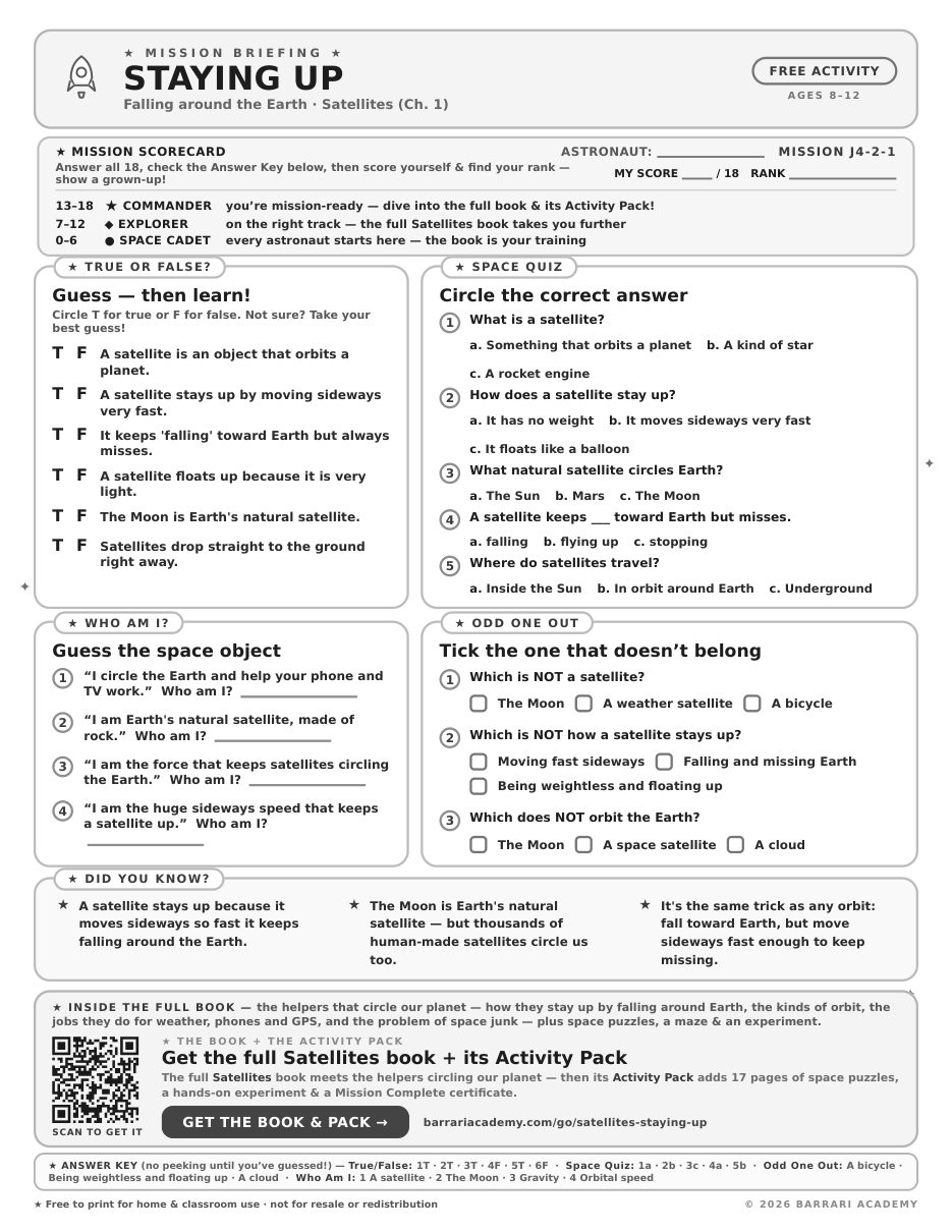 The free Staying Up worksheet — fun facts and activities