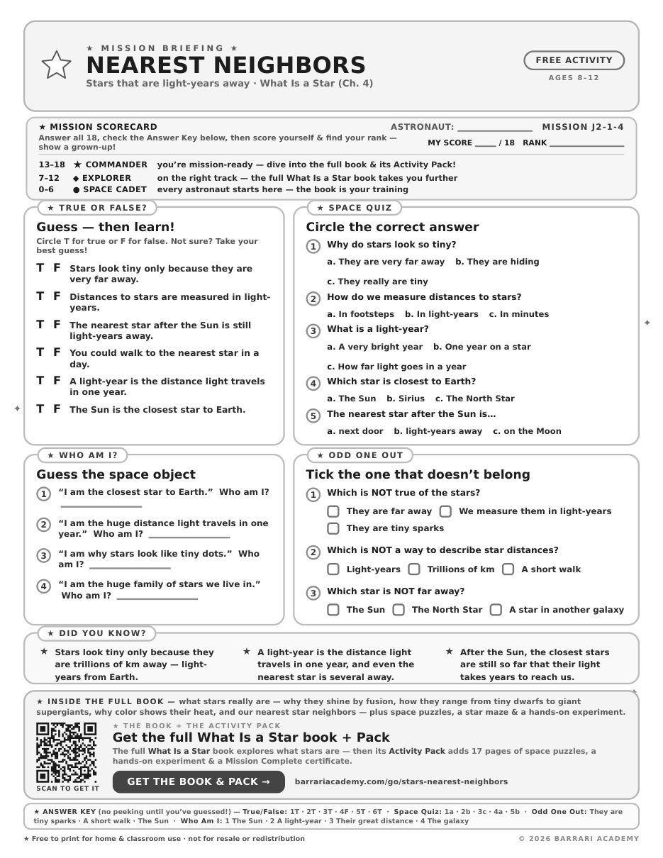 The free Nearest Neighbors worksheet — fun facts and activities