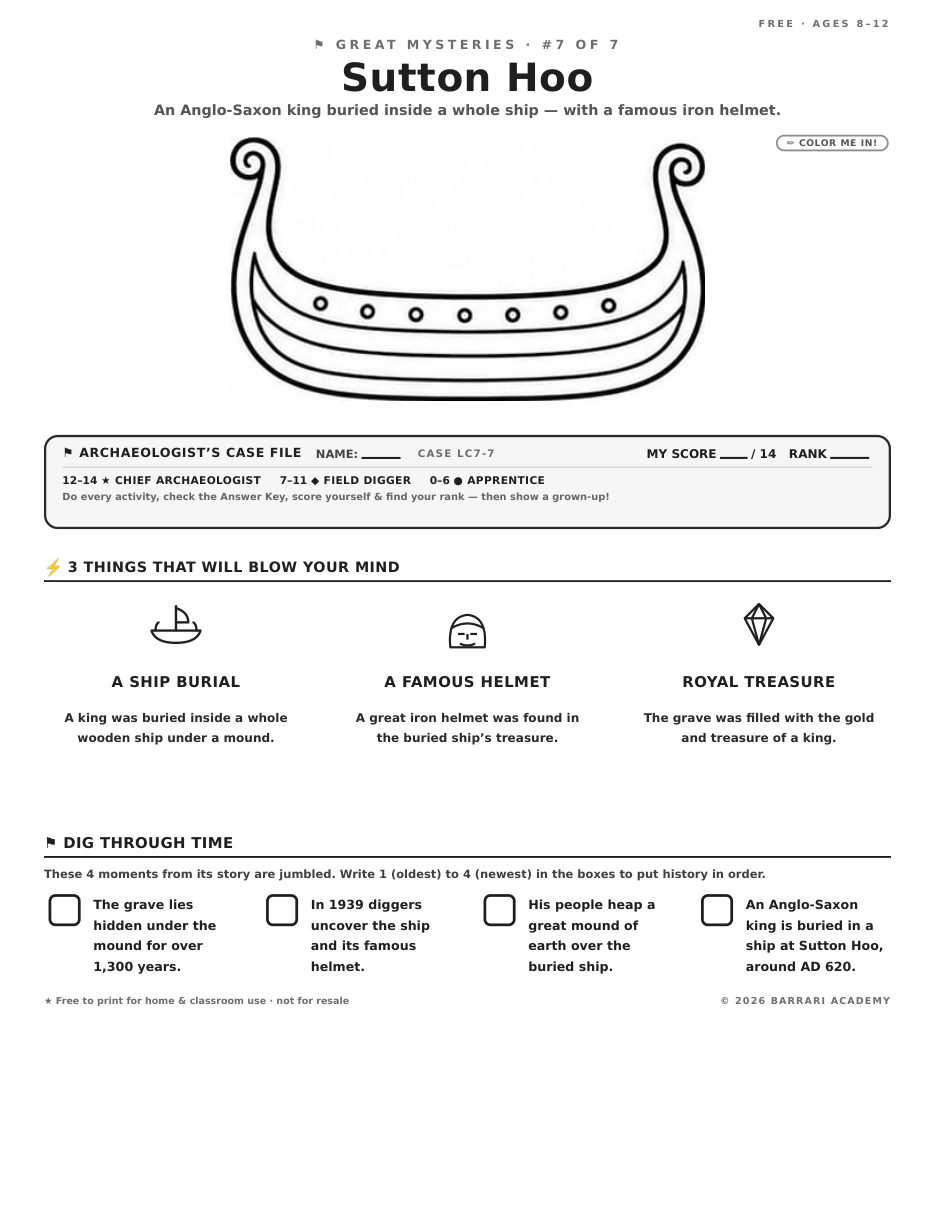 The free Sutton Hoo worksheet — fun facts and activities