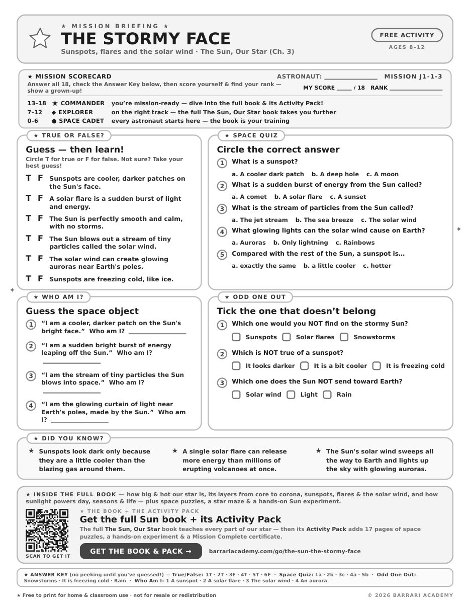 The free The Stormy Face worksheet — fun facts and activities