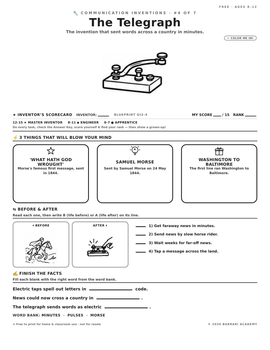 The free The Telegraph worksheet — fun facts and activities