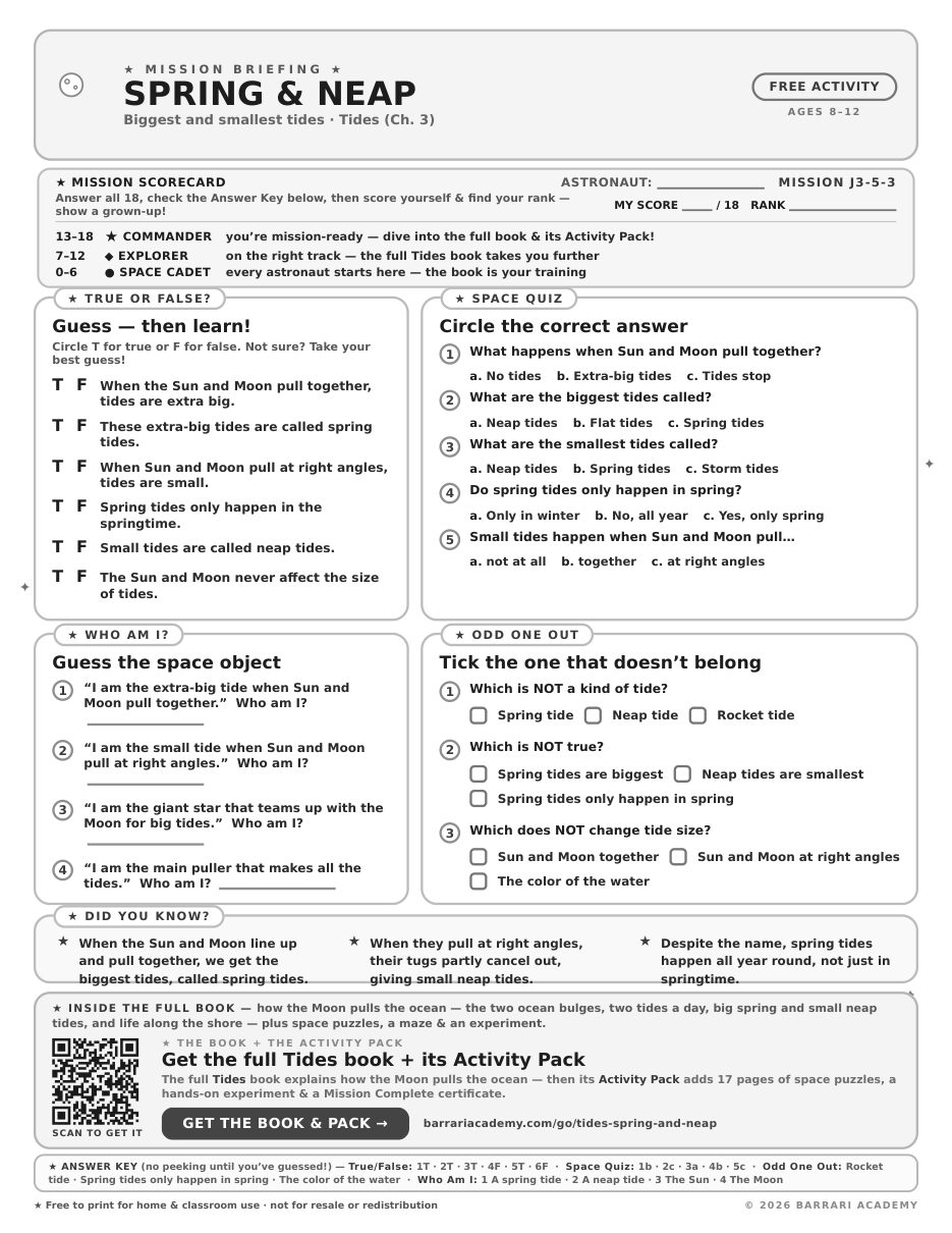 The free Spring and Neap worksheet — fun facts and activities