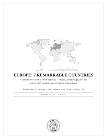 Europe Activity Pack cover